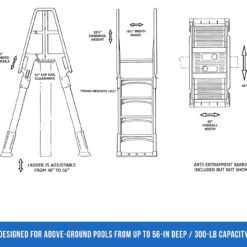 Vinyl Works SLA A-Frame 48-56 Inch Adjustable Above Ground Swimming Pool Ladder Entry System, Taupe