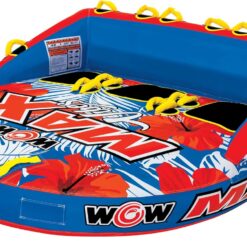 WOW Sports - Max Vibes Inflatable Towable Tube - 1-3 Rider - Perfect for Kids & Adults - Soft Top Deck Tube - Boating Accessory