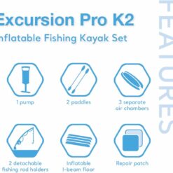 Intex 68309EP Excursion Pro K2 Inflatable Kayak Set: Includes Deluxe 86in Kayak Paddles and High-Output Pump