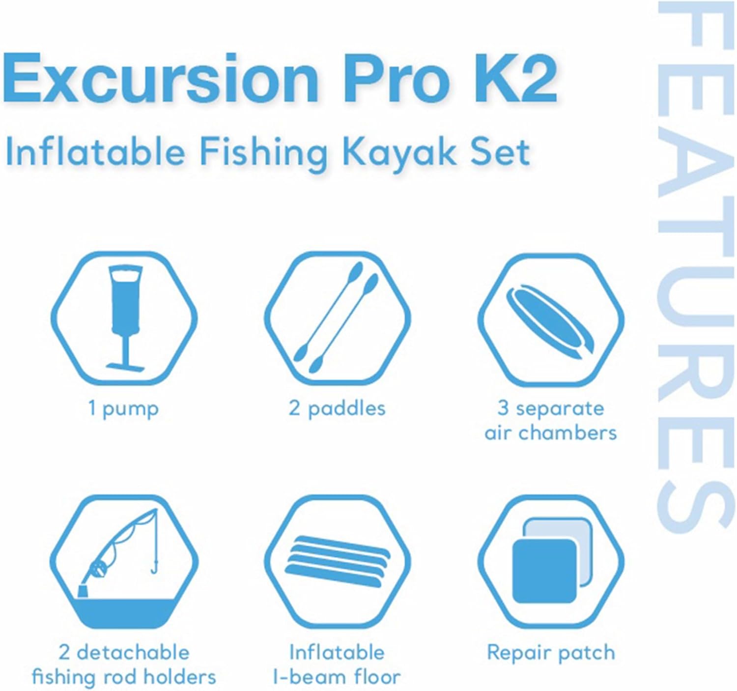 Intex 68309EP Excursion Pro K2 Inflatable Kayak Set: Includes Deluxe 86in Kayak Paddles and High-Output Pump