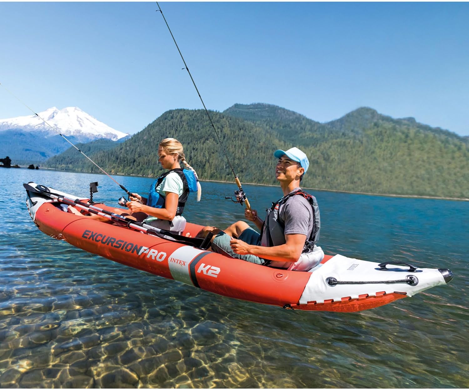 Intex 68309EP Excursion Pro K2 Inflatable Kayak Set: Includes Deluxe 86in Kayak Paddles and High-Output Pump