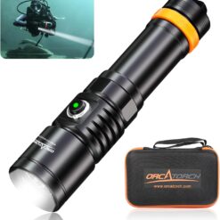 ORCATORCH D710 Scuba Diving Light, 3000 Lumens Super Bright Underwater Flashlight with 6 Degrees Narrow Beam (Black)
