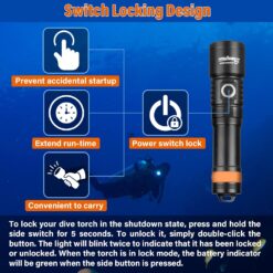 ORCATORCH D710 Scuba Diving Light, 3000 Lumens Super Bright Underwater Flashlight with 6 Degrees Narrow Beam (Black)