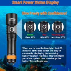 ORCATORCH D710 Scuba Diving Light, 3000 Lumens Super Bright Underwater Flashlight with 6 Degrees Narrow Beam (Black)