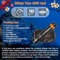 ORCATORCH D710 Scuba Diving Light, 3000 Lumens Super Bright Underwater Flashlight with 6 Degrees Narrow Beam (Black)
