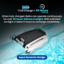 Betta SE Solar Powered Automatic Robotic Pool Surface Skimmer Cleaner with 30-Hour Continuous Cleaning Battery Power (White)
