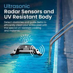 Betta SE Solar Powered Automatic Robotic Pool Surface Skimmer Cleaner with 30-Hour Continuous Cleaning Battery Power (White)