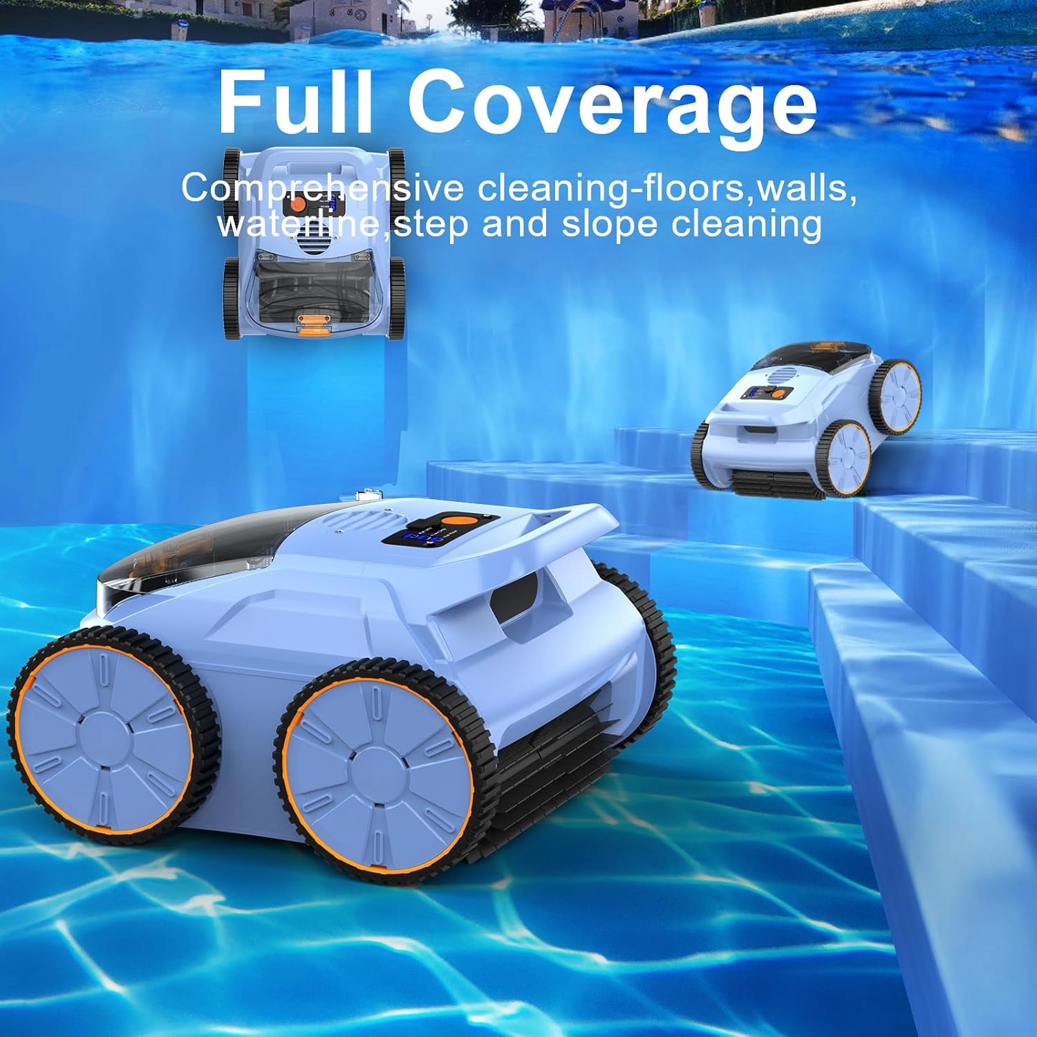 Robotic Pool Vacuum, Robotic Pool Cleaner for Inground Pools, Smart Navigation, Floor/Wall/Waterline Cleaning