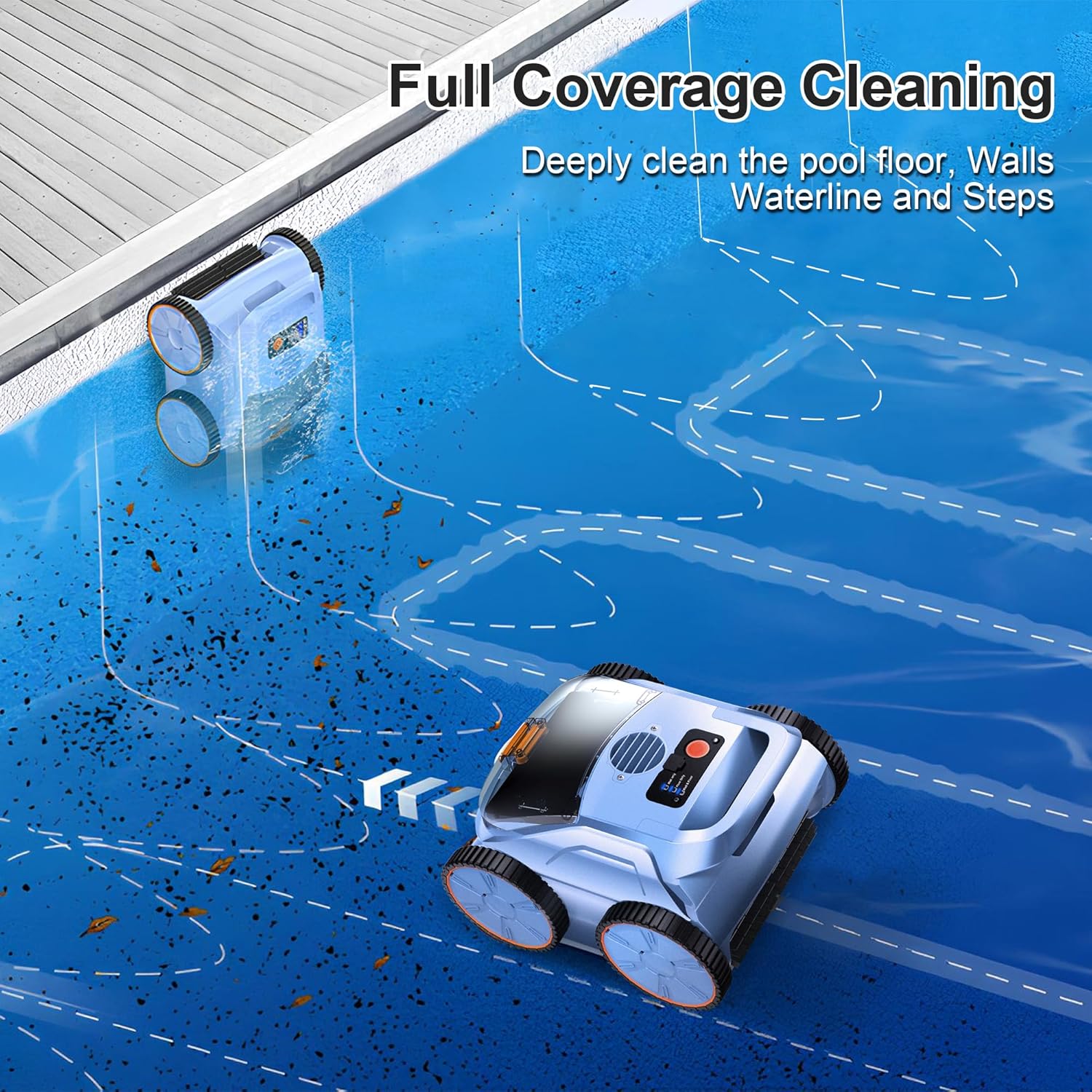 Robotic Pool Vacuum, Robotic Pool Cleaner for Inground Pools, Smart Navigation, Floor/Wall/Waterline Cleaning