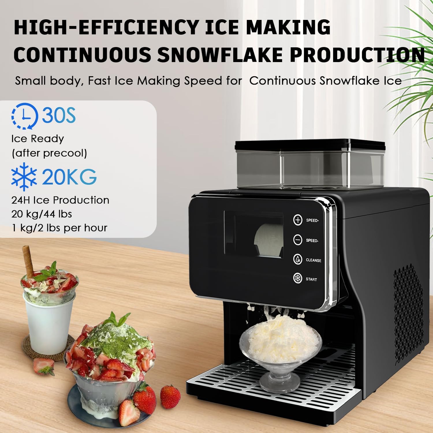 Shaved Ice Machine, Portable Ice Maker with Rapid Cooling and Food-Grade Stainless Steel Material