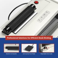 TruBind Coil Binding Machine with Electric Coil Inserter and Foot Pedal, 20 Sheet Punch Capacity, Bind up to 440 Sheets