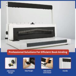 TruBind Manual Wire Binding Machine, 22 Sheet Punch Capacity, Bind up to 120 Sheets, 34 Fully Disengageable Dies, 3:1 Pitch
