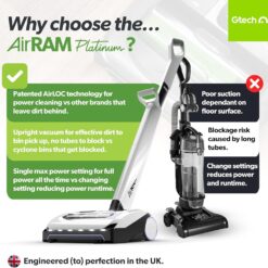 Gtech AirRAM Platinum Cordless Vacuum Cleaner - Includes Anti-Hair Wrap Brush Bar