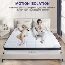 KUDSQ Full Size Mattress 12 Inch with Memory Foam and Pocket Spring for Pressure Relief & Comfort Sleep