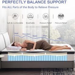 Sigolit 12 Inch Queen Size Hybrid Mattress - Medium Firm, Memory Foam & Pocket Springs, Motion Isolation, Edge Support, Pressure Relief, Ships Compressed