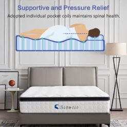 Sigolit 12 Inch Queen Size Hybrid Mattress - Medium Firm, Memory Foam & Pocket Springs, Motion Isolation, Edge Support, Pressure Relief, Ships Compressed