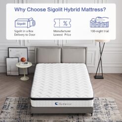 Sigolit 12 Inch Queen Size Hybrid Mattress - Medium Firm, Memory Foam & Pocket Springs, Motion Isolation, Edge Support, Pressure Relief, Ships Compressed