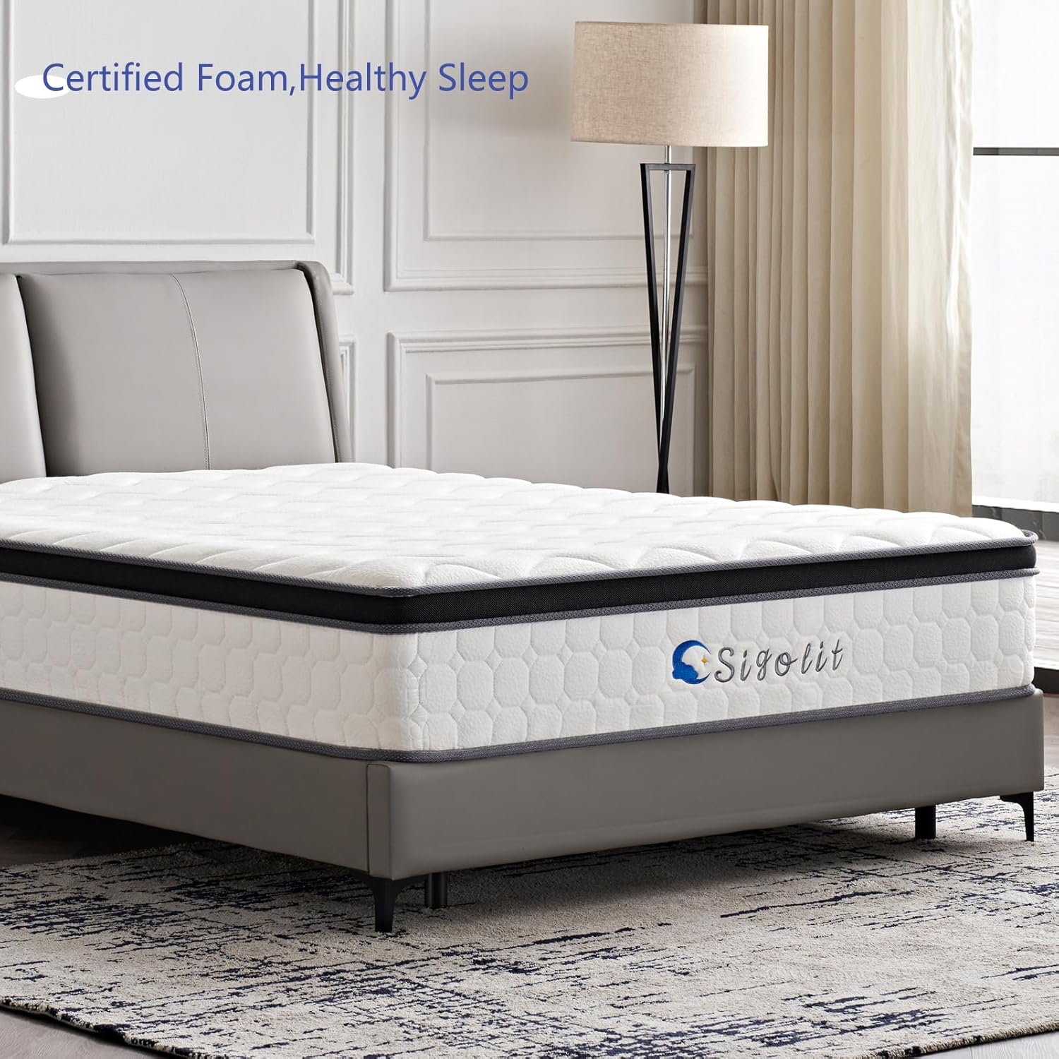 Sigolit 12 Inch Queen Size Hybrid Mattress - Medium Firm, Memory Foam & Pocket Springs, Motion Isolation, Edge Support, Pressure Relief, Ships Compressed