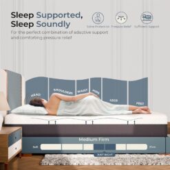 HEIM NEST King Mattress, 12 Inch Gel & Air-Cooling Memory Foam Mattress for Pressure Relief, Medium Firm King Size in a Box