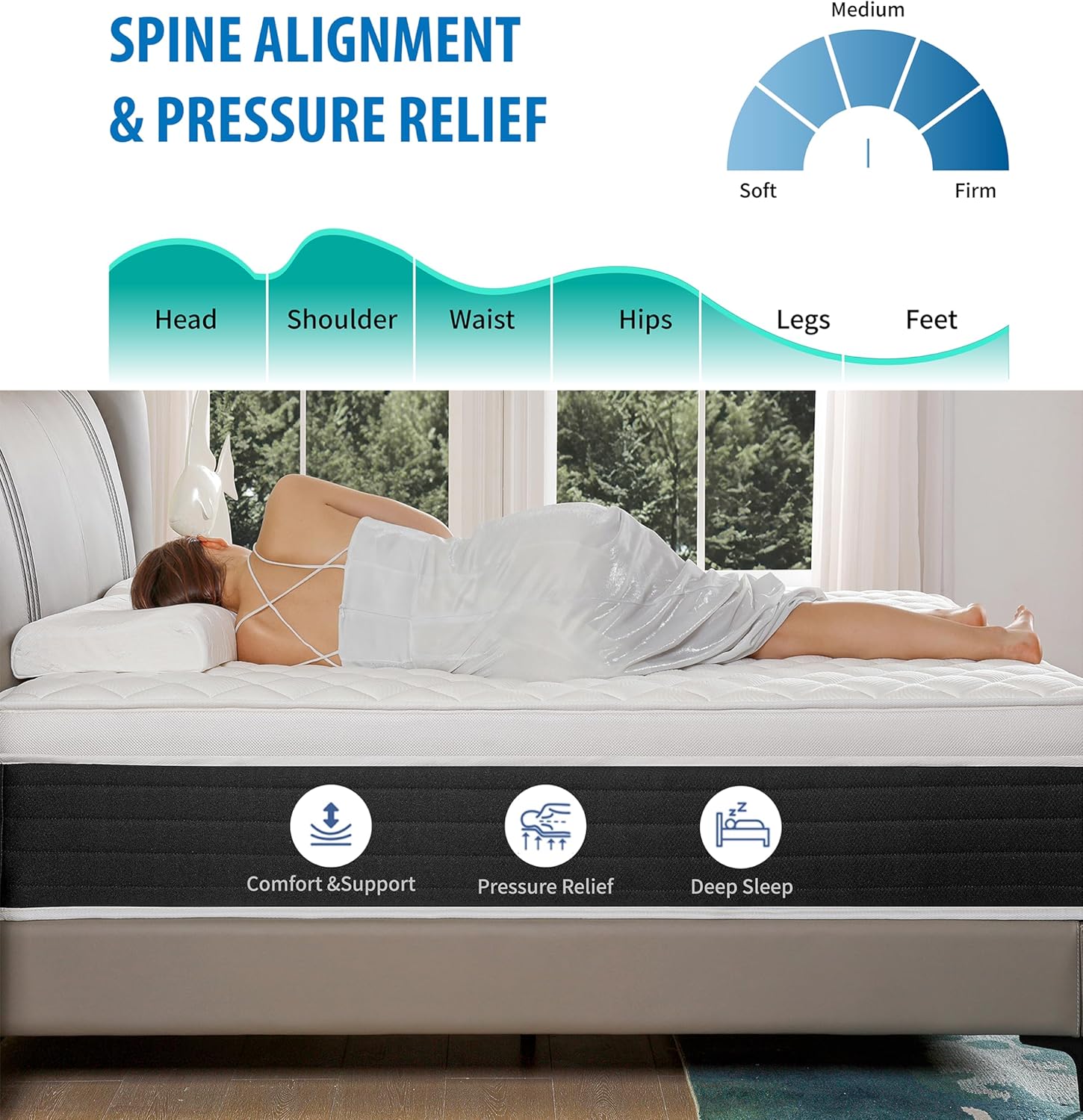 ADDNUSS Queen Mattresses,12 Inch Memory Foam Hybrid Mattress in a Box with Individual Pocket Spring