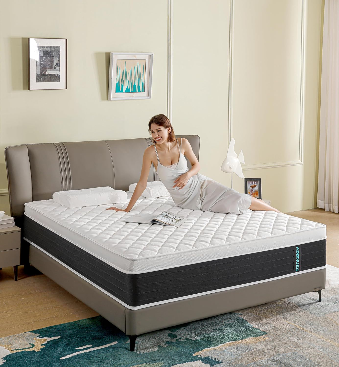 ADDNUSS Full Mattresses,Hybrid 12 Inch Full Mattress in a Box,Memory Foam & Individually Pocket Spring for Pain Relief,Pressure Relief,Certified.