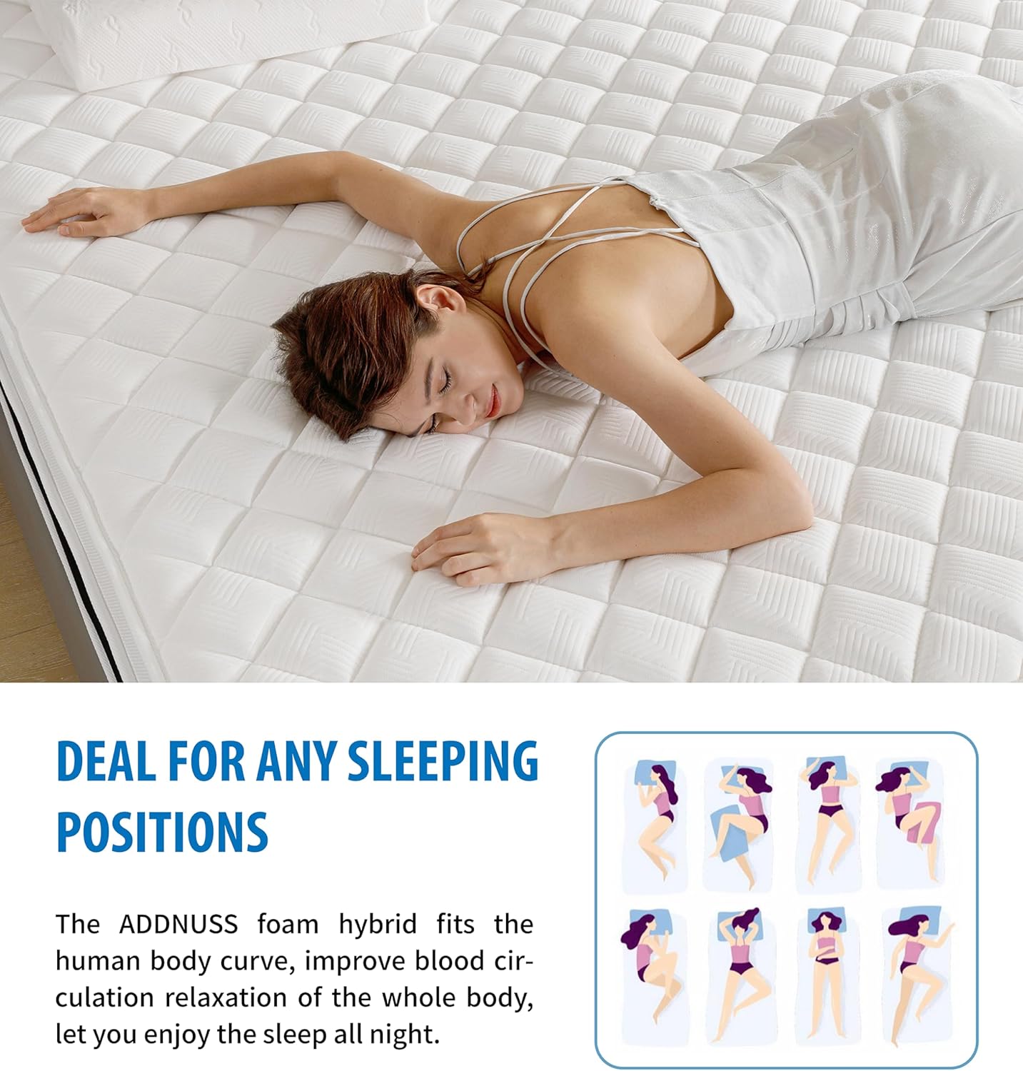 ADDNUSS Full Mattresses,Hybrid 12 Inch Full Mattress in a Box,Memory Foam & Individually Pocket Spring for Pain Relief,Pressure Relief,Certified.
