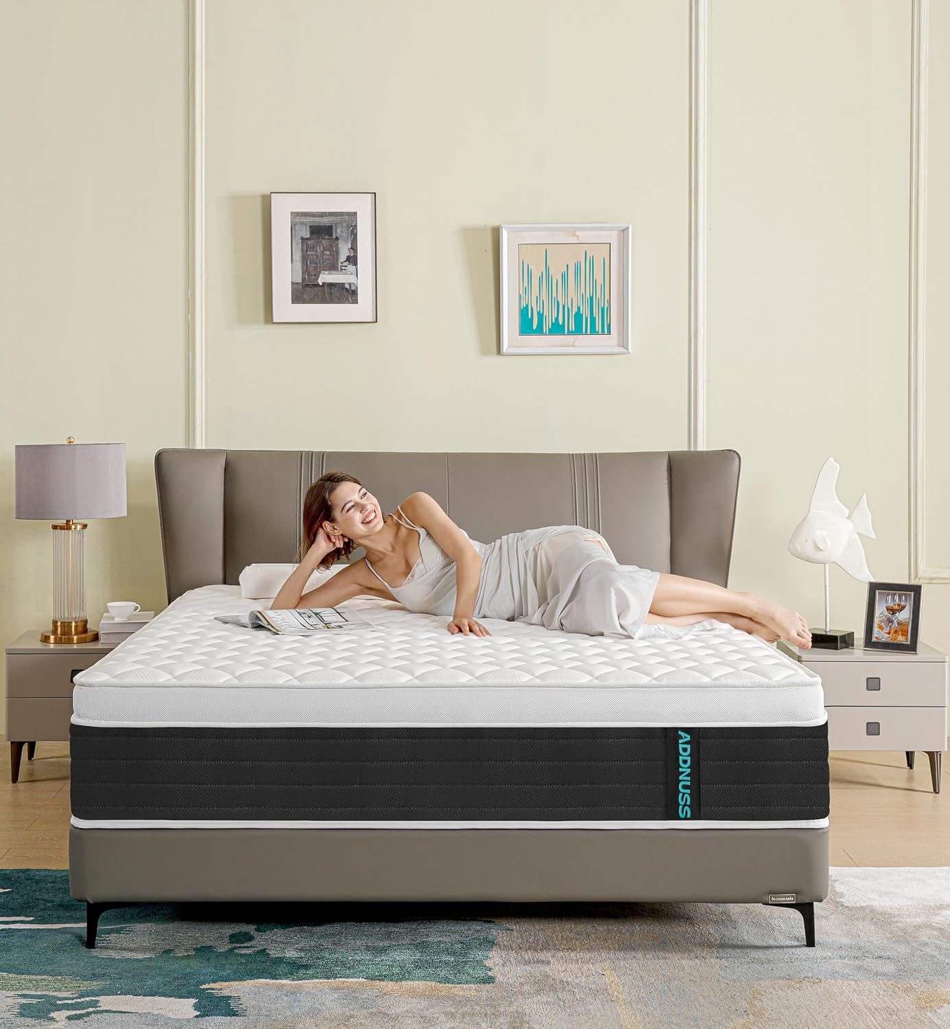 ADDNUSS Full Mattresses,Hybrid 12 Inch Full Mattress in a Box,Memory Foam & Individually Pocket Spring for Pain Relief,Pressure Relief,Certified.