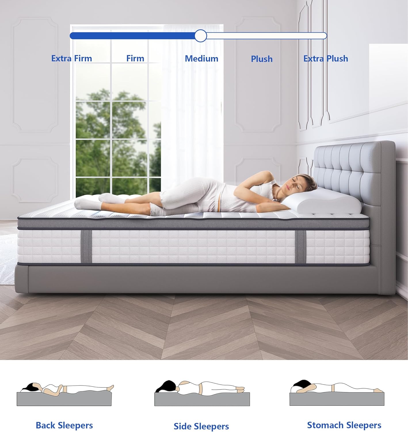 Elitspace Queen Mattresses, 10 Inch Queen Size Mattress, Medium Firm Feel Memory Foam & Individual Pocket Springs