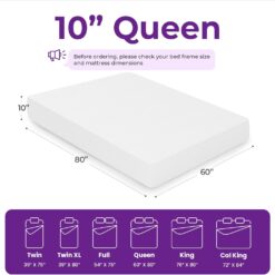 GAESTE 10 Inch Queen Cooling Gel Memory Foam Medium Firm Mattress Breathable Pressure Relief CertiPUR-US Certified Foam (Queen, 10 in)