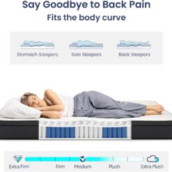 Sofree Bedding Queen Size 10 Inch Memory Foam Hybrid Mattress, Pocket Spring in a Box for Motion Isolation