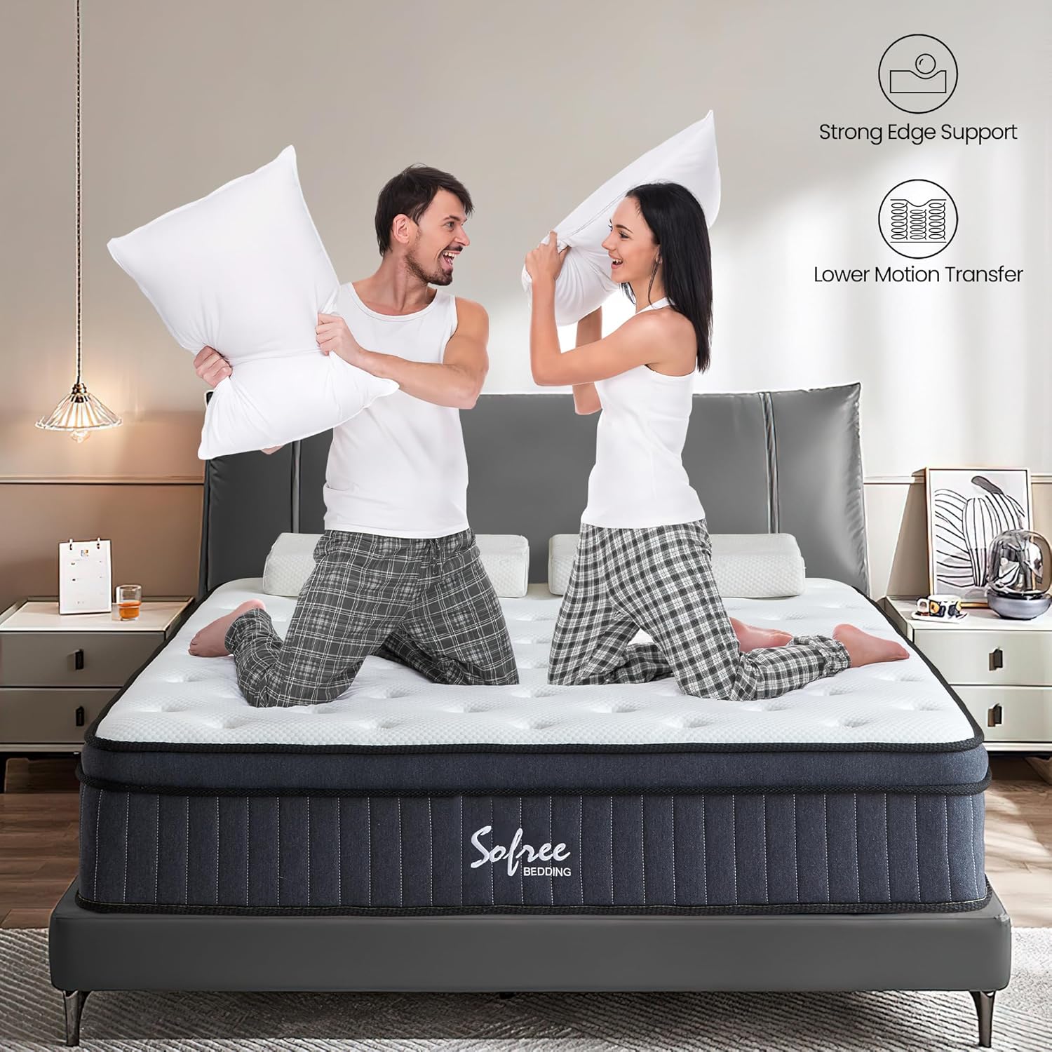 Sofree Bedding Queen Size 10 Inch Memory Foam Hybrid Mattress, Pocket Spring in a Box for Motion Isolation