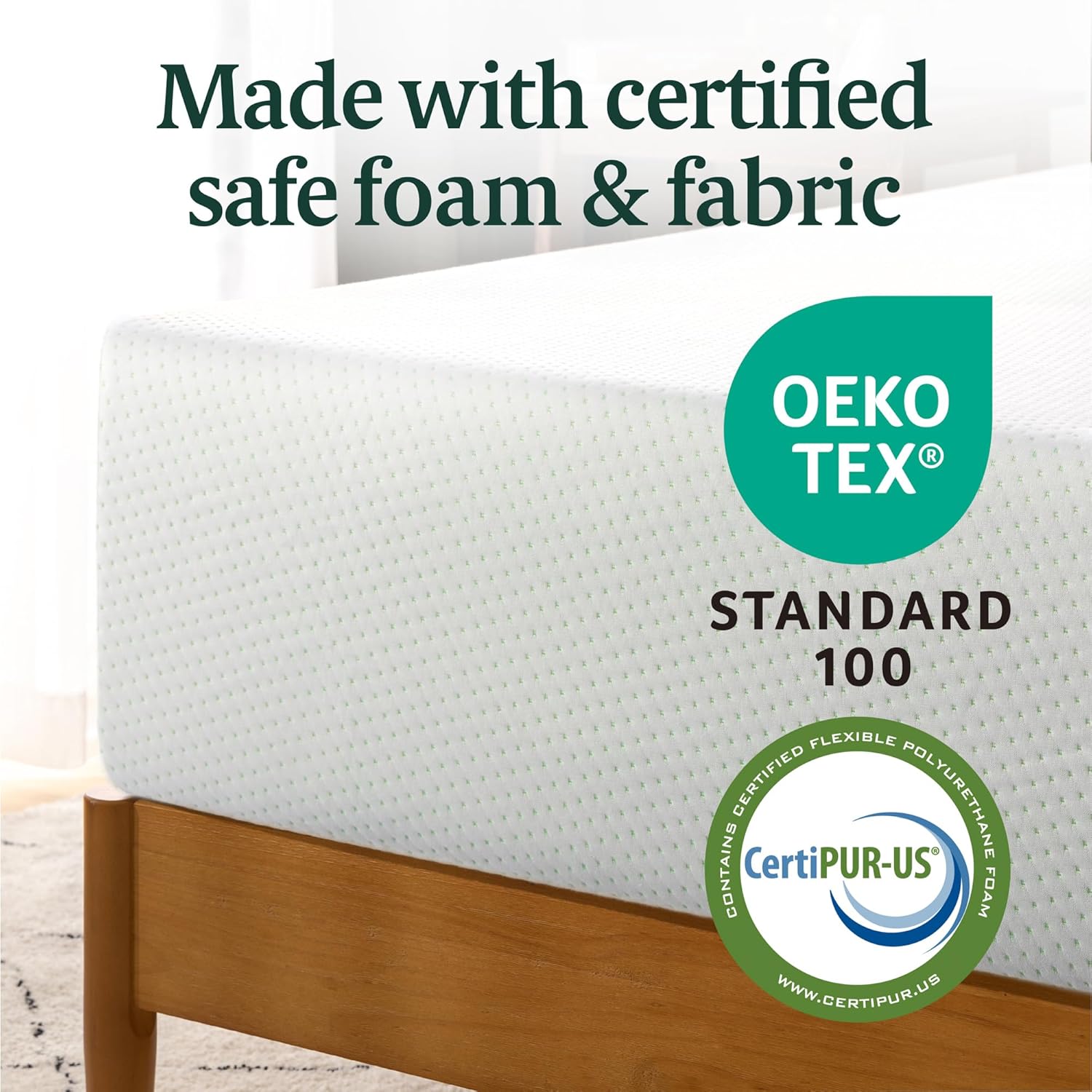 ZINUS 12 Inch Green Tea Memory Foam Mattress, Full, Fiberglass free, Medium Firm Feel, Zoned Pressure Relief