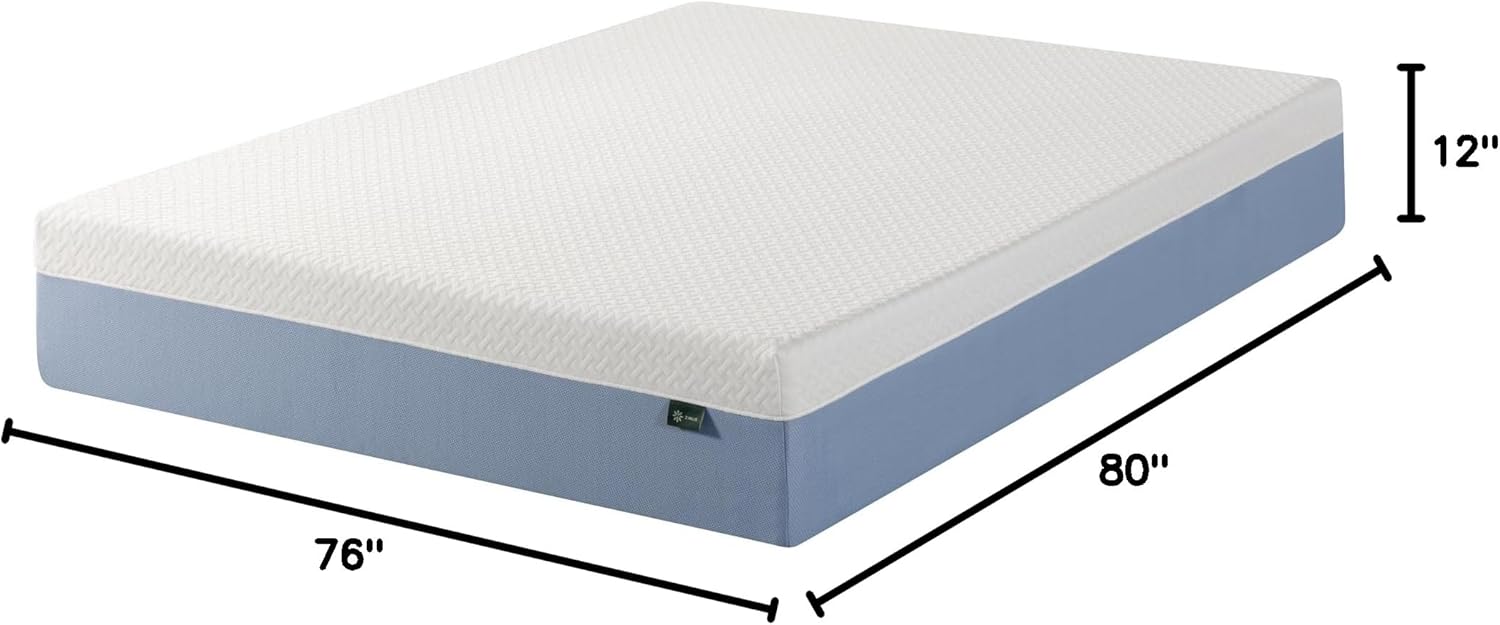 ZINUS 12 Inch Cooling Essential Memory Foam Mattress, King, Fiberglass Free, Medium Feel, Cooling Airflow Memory Foam,