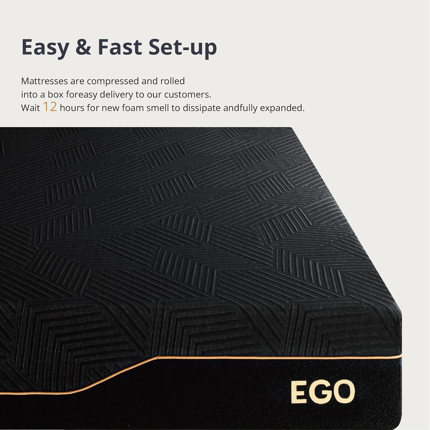 EGOHOME 14 Inch King Size Memory Foam Mattress for Back Pain, Cooling Copper Gel Bed in a Box, 76x80x14 Black