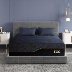 EGOHOME 14 Inch Queen Memory Foam Mattress for Back Pain, Cooling Copper Gel Bed in a Box, 60x80x14 Black