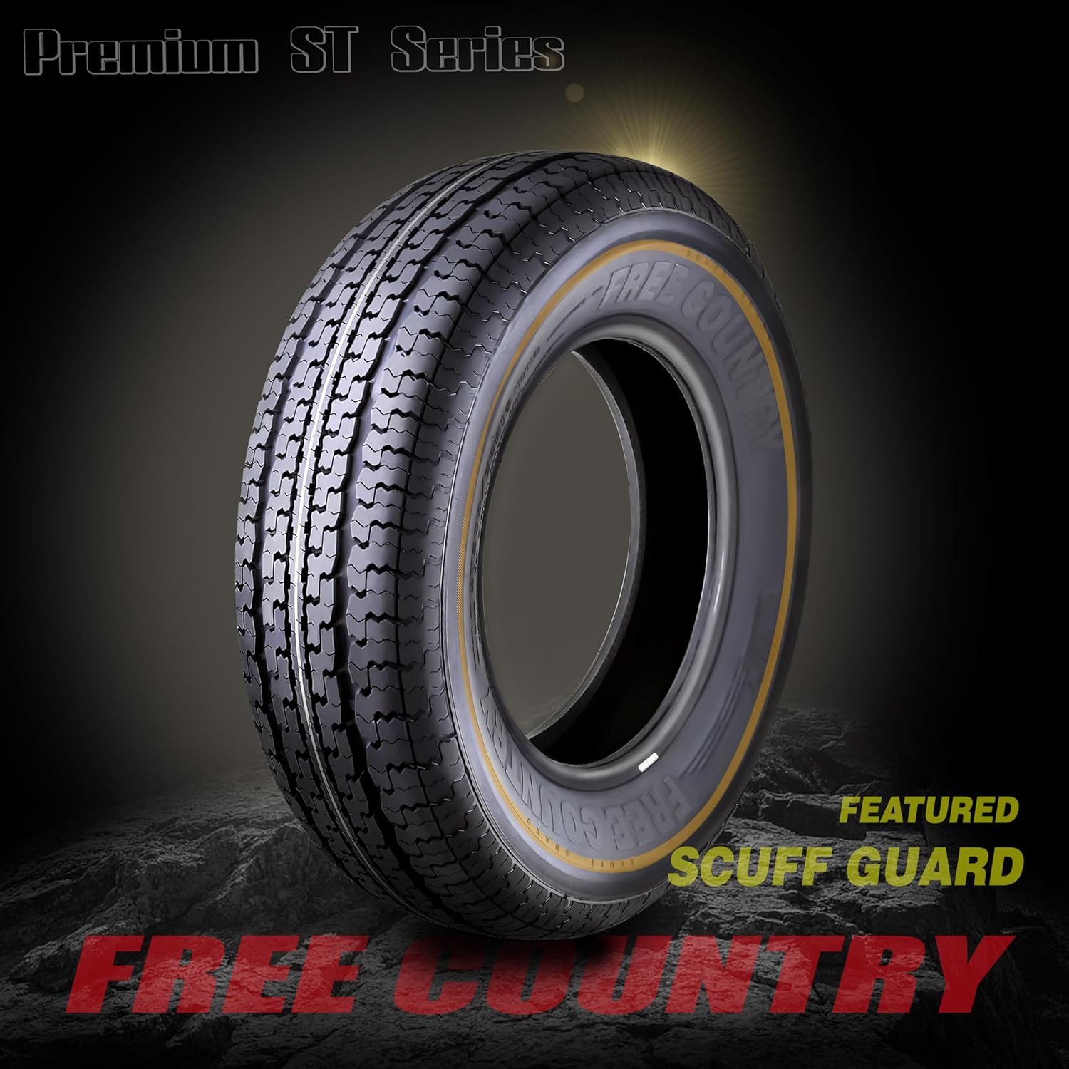 Free Country GRAND RIDE Set 2 ST205/75R15 Premium Trailer Tires 205 75 15 8-Ply Load Range D w/Scuff Guard 8mm Tread Depth