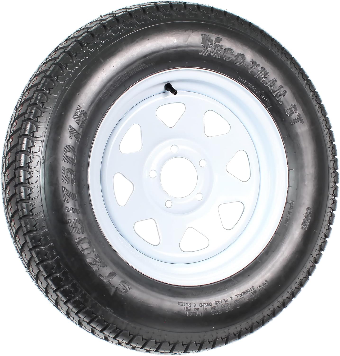 eCustomrim 2-Pack Trailer Tire On Rim ST205/75D15 F78 205/75 Load Range C 5 Lug White Spoke Wheel - 2 Year Warranty w/Free Roadside