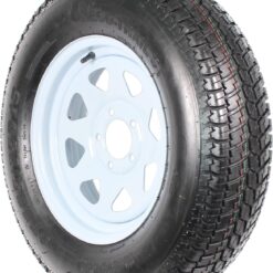 eCustomrim 2-Pack Trailer Tire On Rim ST205/75D15 F78 205/75 Load Range C 5 Lug White Spoke Wheel - 2 Year Warranty w/Free Roadside