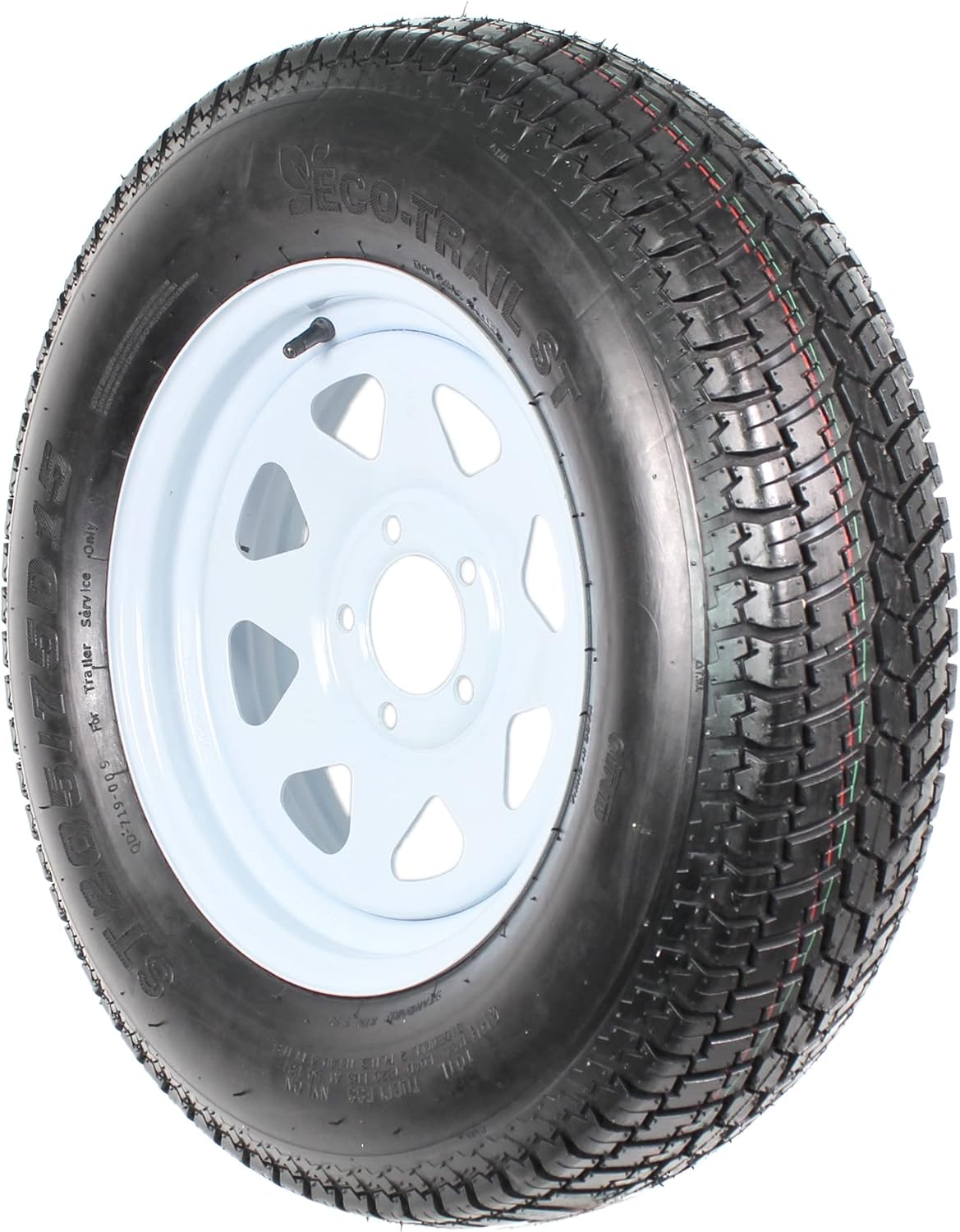 eCustomrim 2-Pack Trailer Tire On Rim ST205/75D15 F78 205/75 Load Range C 5 Lug White Spoke Wheel - 2 Year Warranty w/Free Roadside