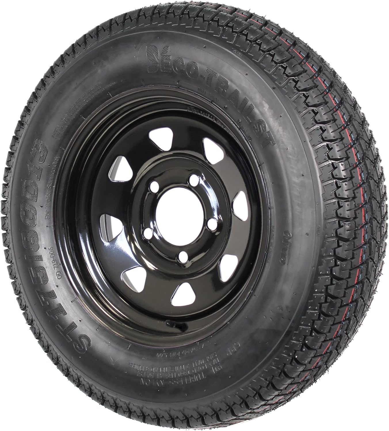 eCustomrim 2-Pack Trailer Tire On Rim Bias Ply ST175/80D13 175/80 Load Range C 5-4.5 Black Spoke Wheel - 2 Year Warranty w/Free Roadside