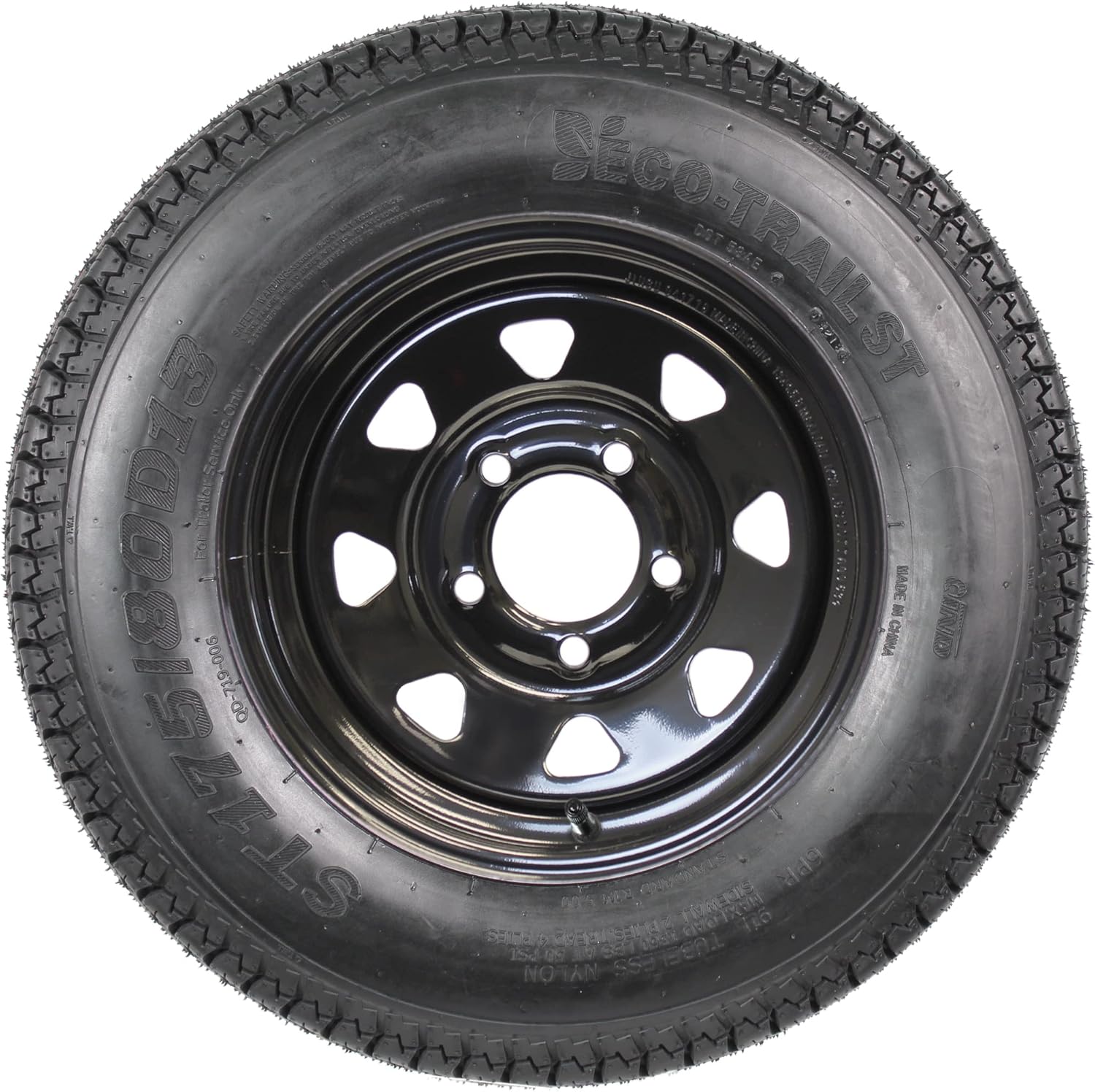 eCustomrim 2-Pack Trailer Tire On Rim Bias Ply ST175/80D13 175/80 Load Range C 5-4.5 Black Spoke Wheel - 2 Year Warranty w/Free Roadside