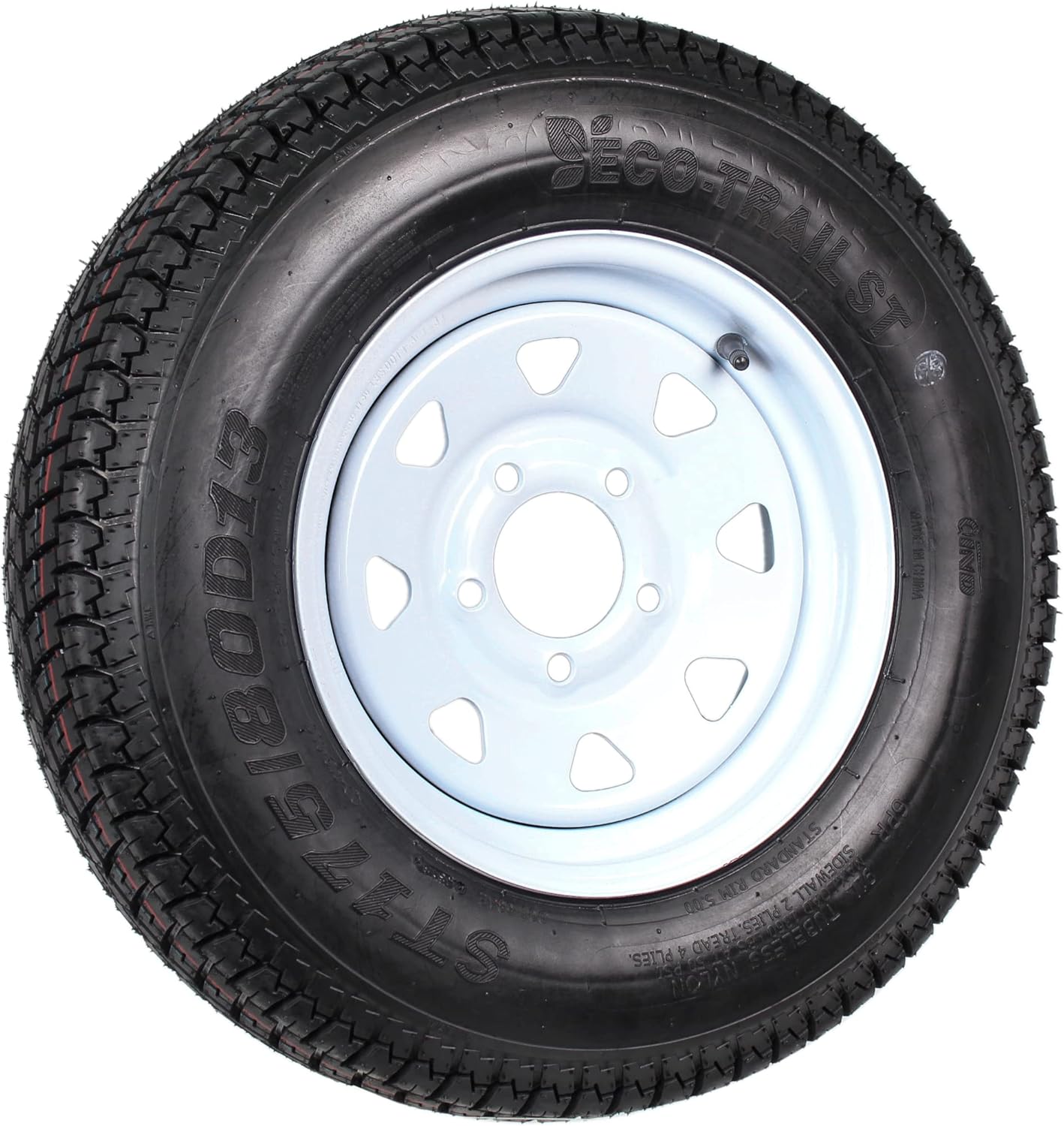 eCustomrim 2-Pack Trailer Tires Rims ST175/80D13 B78-13 Load Range C 5 Lug 13" White Spoke Wheel - 2 Year Warranty w/Free Roadside