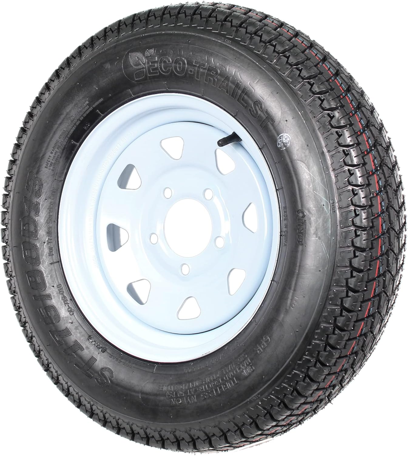 eCustomrim 2-Pack Trailer Tires Rims ST175/80D13 B78-13 Load Range C 5 Lug 13" White Spoke Wheel - 2 Year Warranty w/Free Roadside