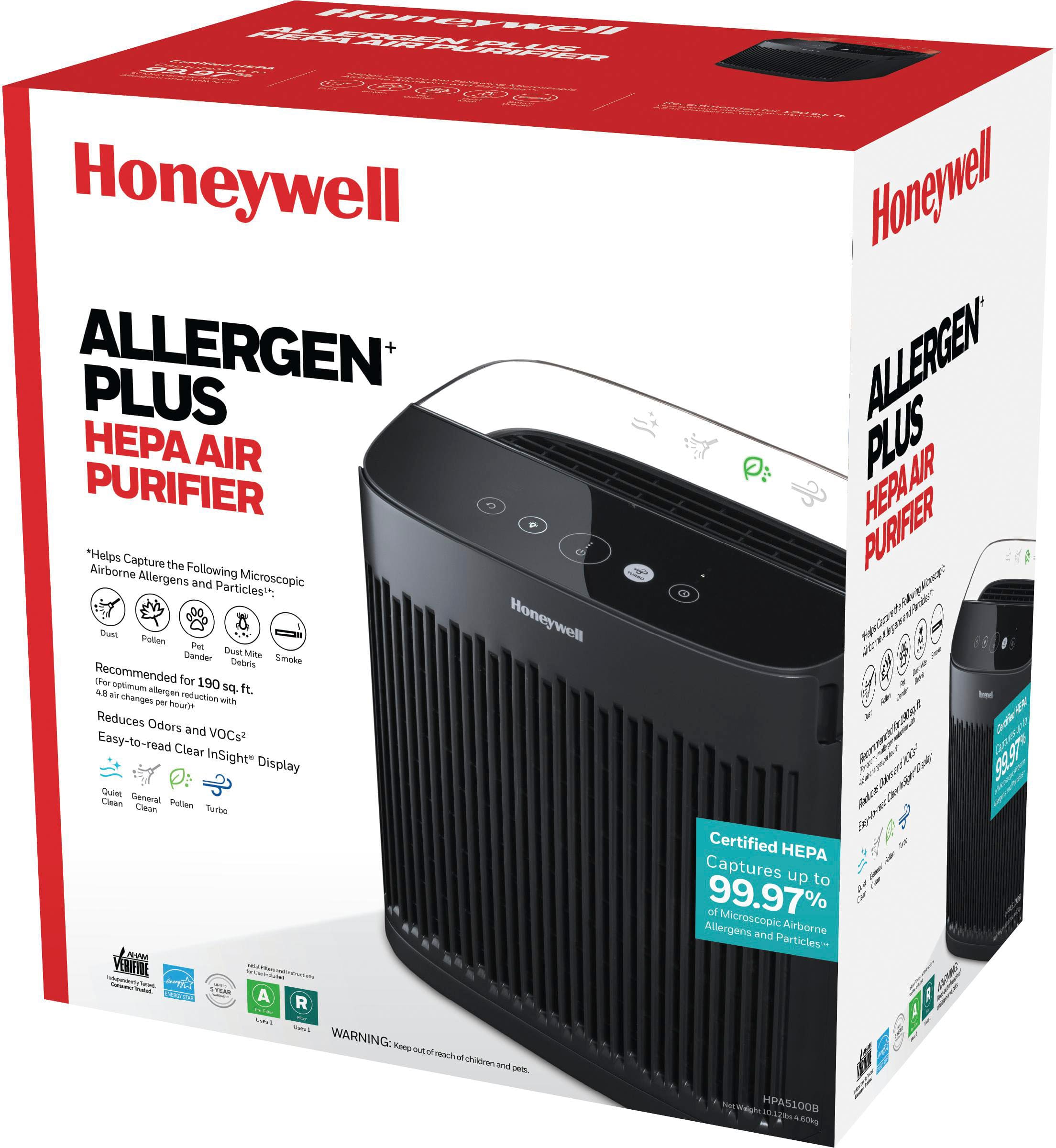Honeywell - InSight HEPA Air Purifier, Medium-Large Rooms (190 sq.ft) - Black
