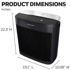 Honeywell - Allergen Plus HEPA Air Purifier, Extra-Large Rooms (500 sq.ft) - Black