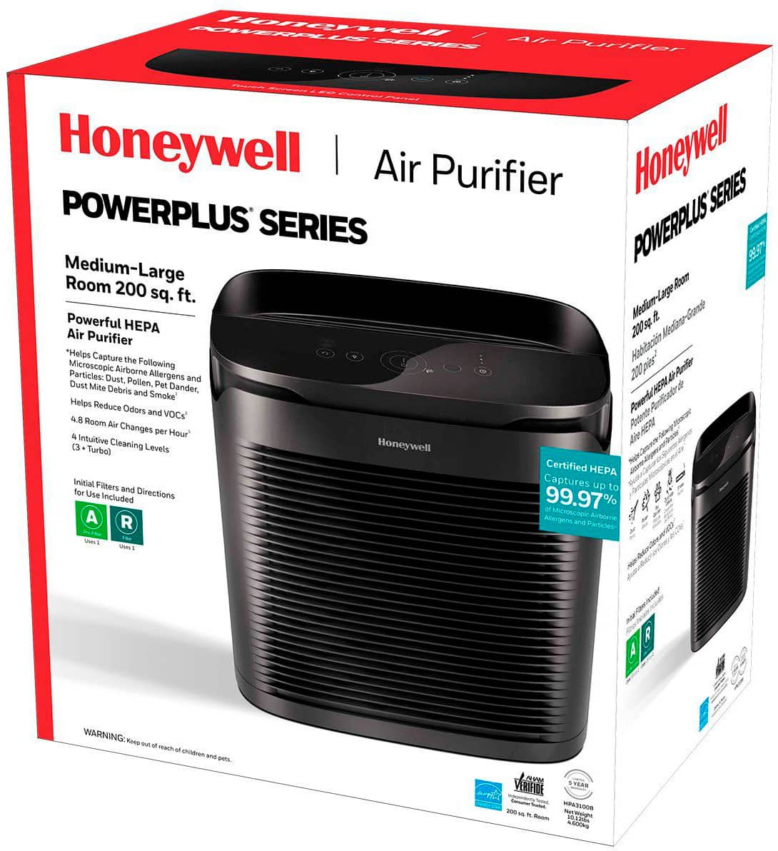 Honeywell - 200 Sq. Ft. PowerPlus HEPA Air Purifier - Black