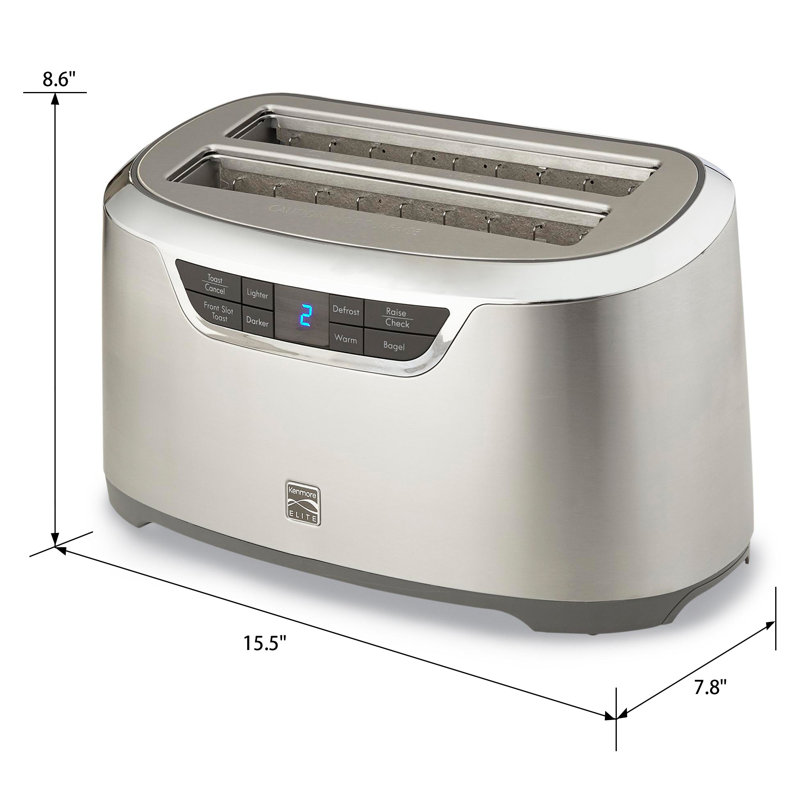 Kenmore Elite 4 Slice Toaster, Auto-Lift Long Slot, Stainless Steel