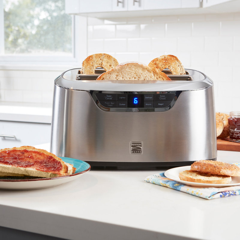 Kenmore Elite 4 Slice Toaster, Auto-Lift Long Slot, Stainless Steel
