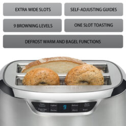 Kenmore Elite 4 Slice Toaster, Auto-Lift Long Slot, Stainless Steel
