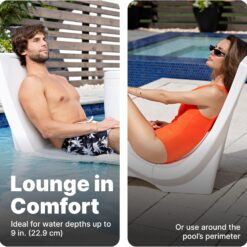 Step2 Vero Pool Chair, Fade-Resistant, Waterproof Patio Furniture for Sun Shelf, Use in Pools up to 9-Inches of Water, Weighted, White